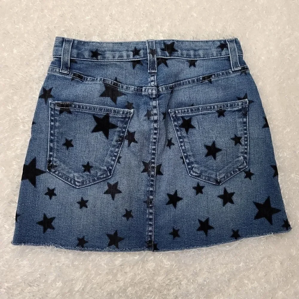 Current/Elliot The Cut Off Button Fly Mini Jean Skirt